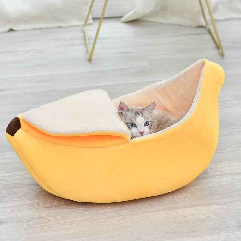 Hundebett in Bananenform, weiches Plüsch-Hundebett, niedlich, waschbar, Bananen-Hundebett, Haustierbett für Welpen und Katzen, 65 cm