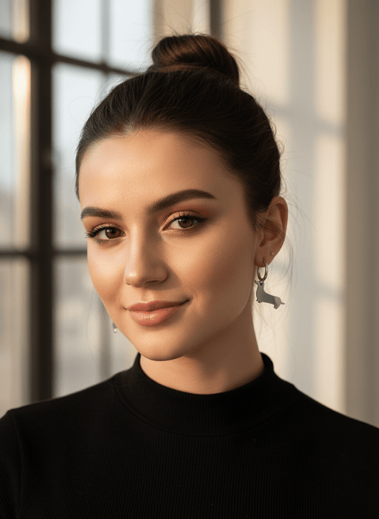 Ohrringe Dackel - Creolen mit Dackel und Knochen Anhänger - Lucky Dog Shop