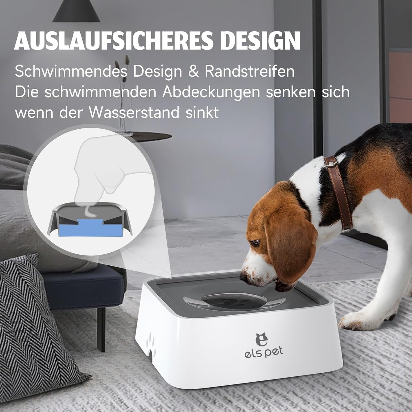 Anti - Sabber und Anti - rutsch Wassernapf für Hunde oder Katzen, auslaufsicher, Anti - Schwap Trinknapf - Lucky Dog Shop