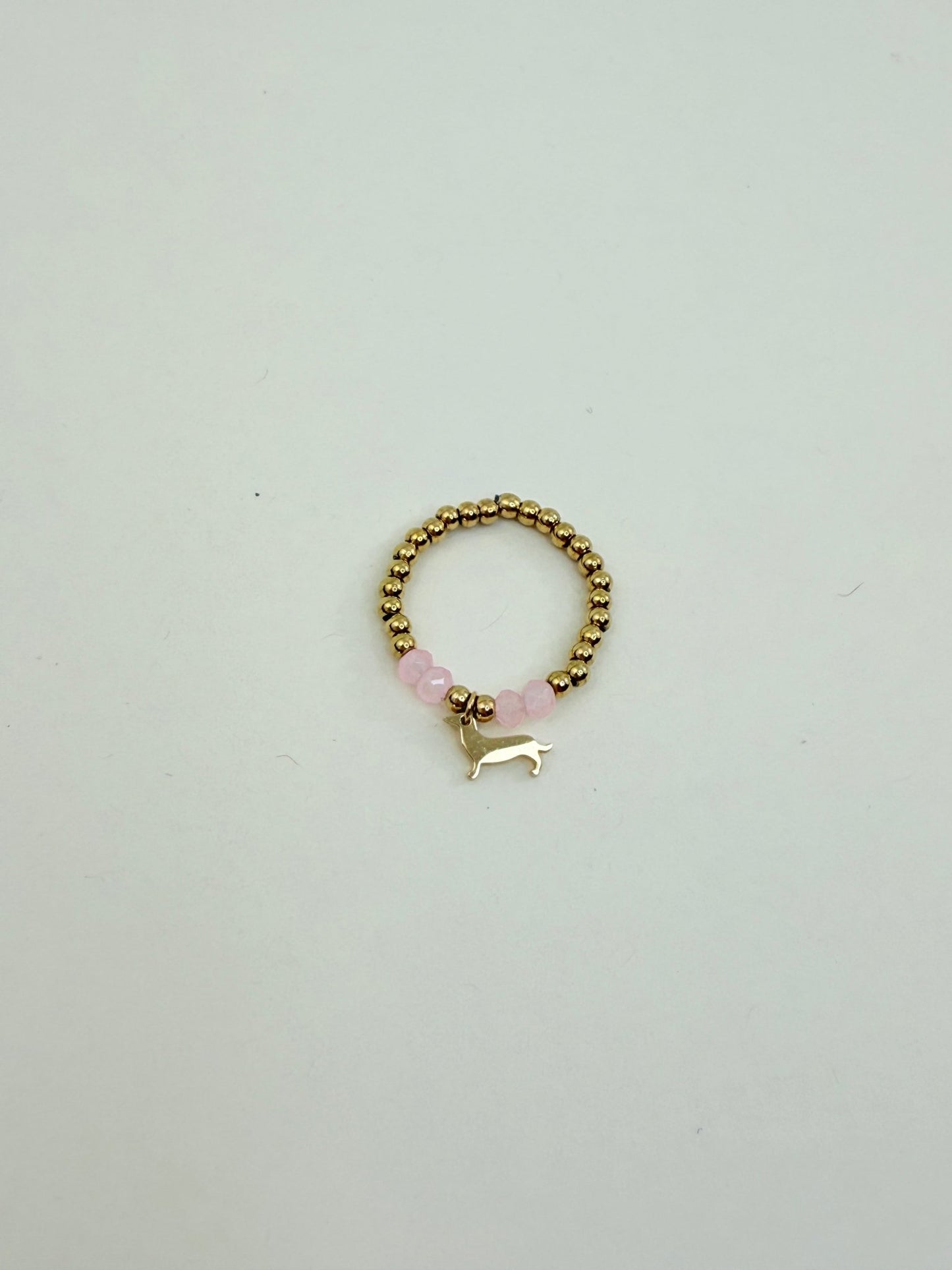 Perlenring Dackel Liebe - Stainless Steel - Onesize - Ring mit Perlen und Dackel Anhänger - Lucky Dog Shop