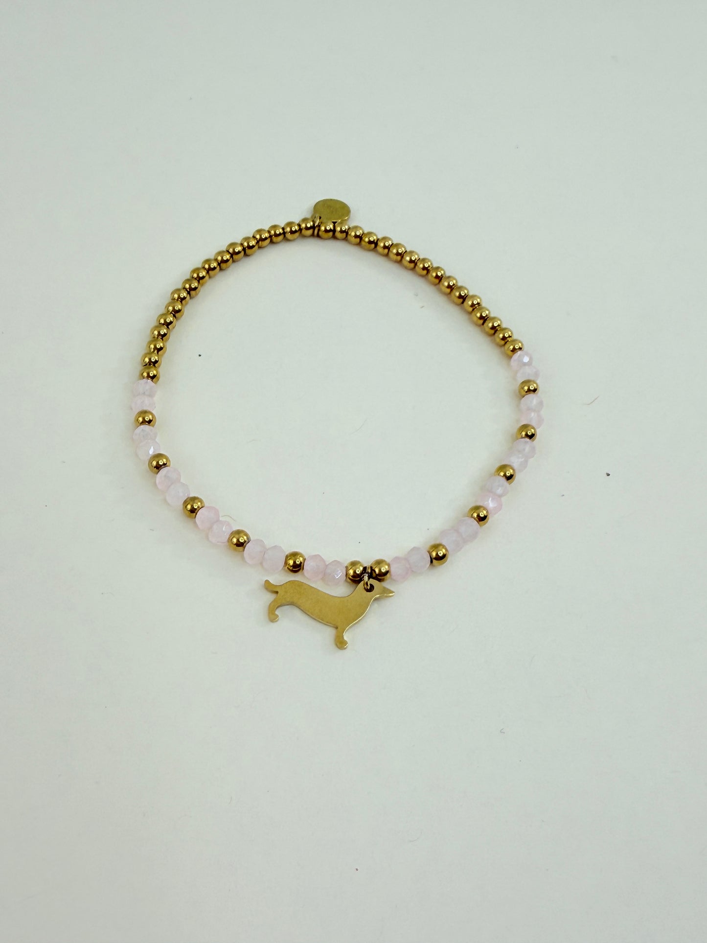 Perlenarmband Dackel Liebe - Stainless Steel - Armband mit Perlen und Dackel Anhänger
