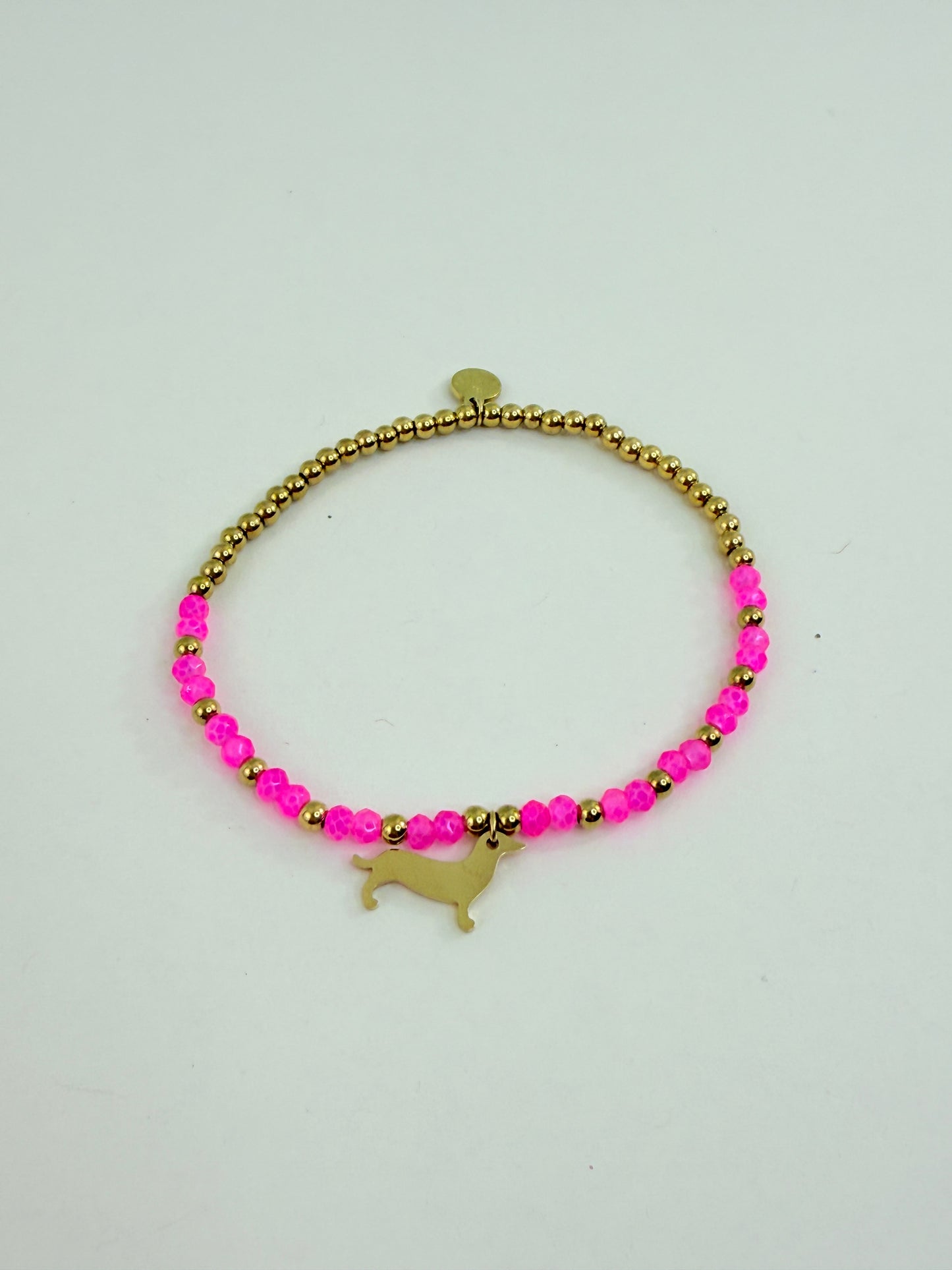 Perlenarmband Dackel Liebe - Stainless Steel - Armband mit Perlen und Dackel Anhänger