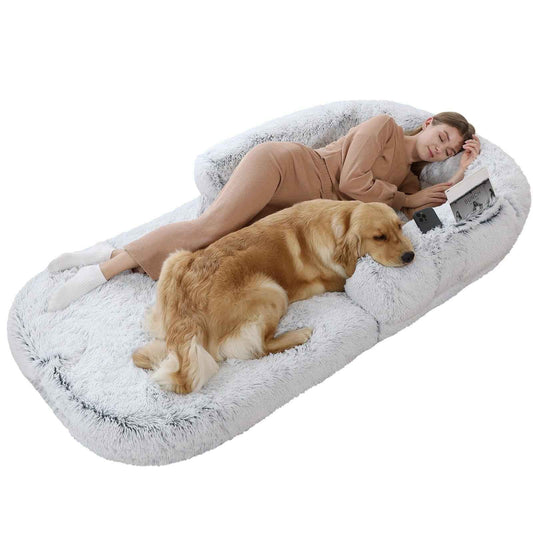Familien-Hundebett für Kinder u. Erwachsene, 2-in-1, faltbares XL-Hundebett für Menschen und Hund