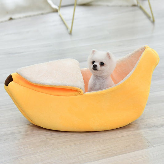 Hundebett in Bananenform, weiches Plüsch - Hundebett, niedlich, waschbar, Bananen - Hundebett, Haustierbett für Welpen und Katzen, 65 cm - Lucky Dog Shop