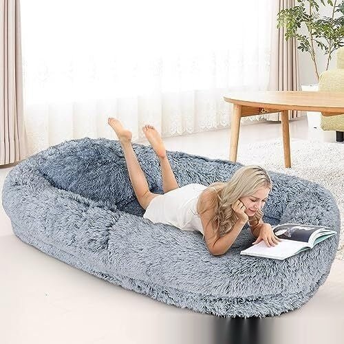 Queen - Size Bett für Hunde und Menschen, Hundebett XXL, Plüschbett waschbar - Lucky Dog Shop