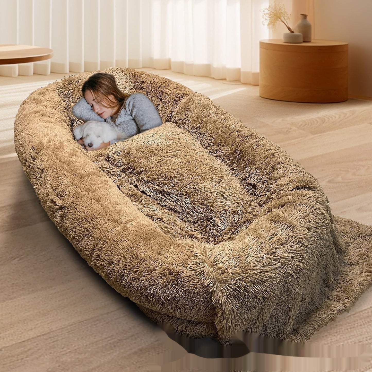 Queen - Size Bett für Hunde und Menschen, Hundebett XXL, Plüschbett waschbar - Lucky Dog Shop