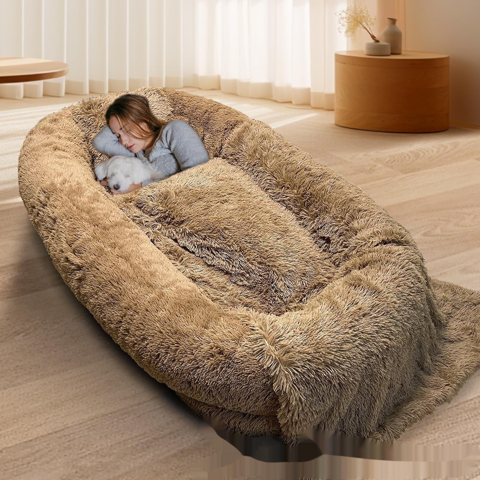 Queen - Size Bett für Hunde und Menschen, Hundebett XXL, Plüschbett waschbar - Lucky Dog Shop
