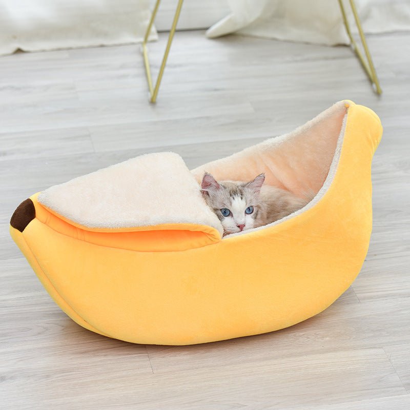 Hundebett in Bananenform, weiches Plüsch - Hundebett, niedlich, waschbar, Bananen - Hundebett, Haustierbett für Welpen und Katzen, 65 cm - Lucky Dog Shop