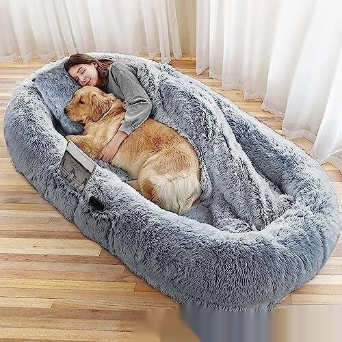 Queen - Size Bett für Hunde und Menschen, Hundebett XXL, Plüschbett waschbar - Lucky Dog Shop
