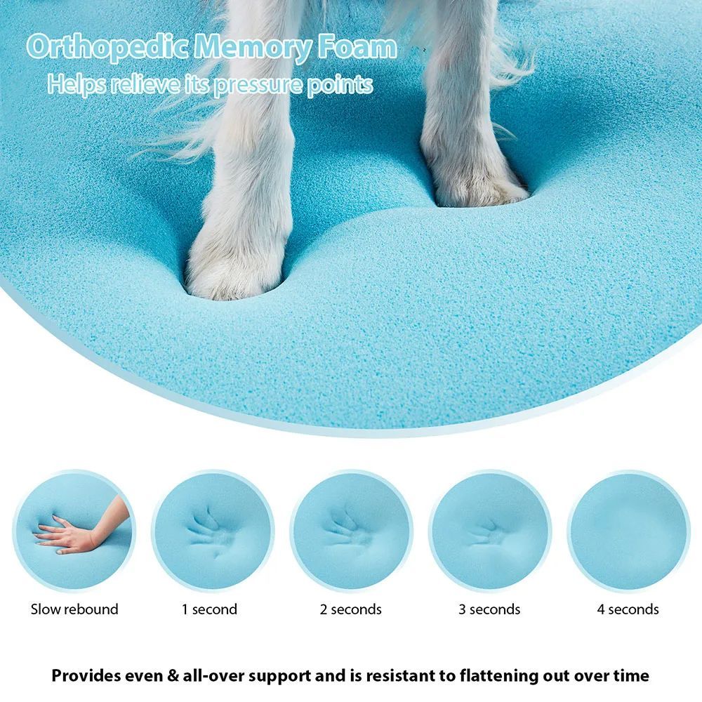 Orthopädisches Hundebett aus Schaumstoff, bequemes Haustierbett mit Nackenrolle - Lucky Dog Shop