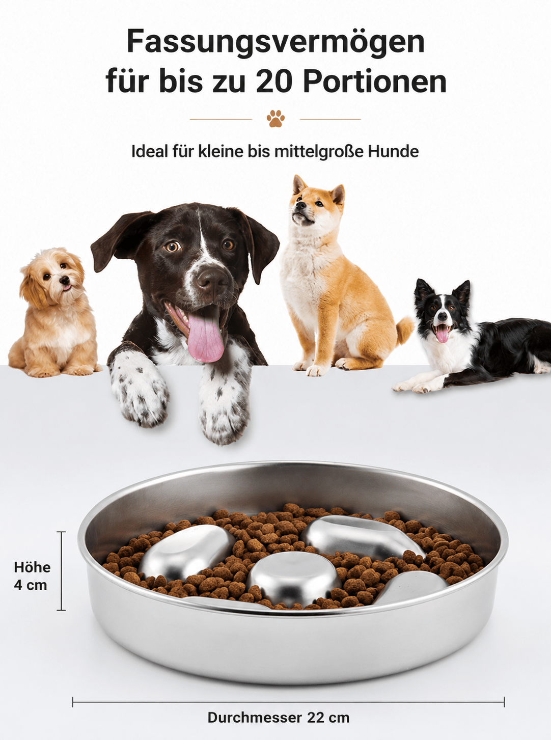 Anti - Schling Futternapf für Hunde aus Edelstahl (22 cm) - Lucky Dog Shop