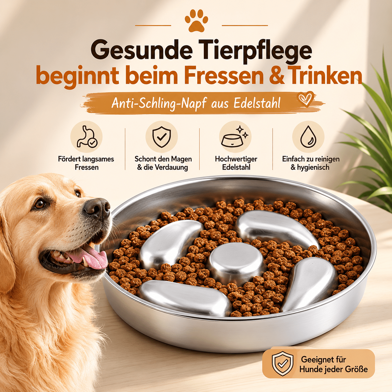 Anti - Schling Futternapf für Hunde aus Edelstahl (22 cm) - Lucky Dog Shop