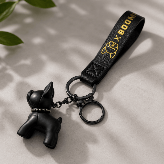Schlüsselanhänger Französische Bulldogge mit Lederband - Lucky Dog Shop