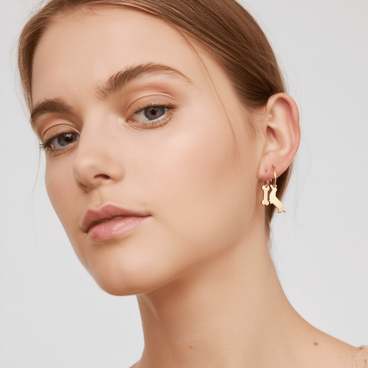 Ohrringe Dackel - Creolen mit Dackel und Knochen Anhänger - Lucky Dog Shop