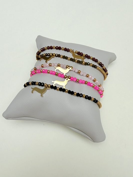 Perlenarmband Dackel Liebe - Stainless Steel - Armband mit Perlen und Dackel Anhänger