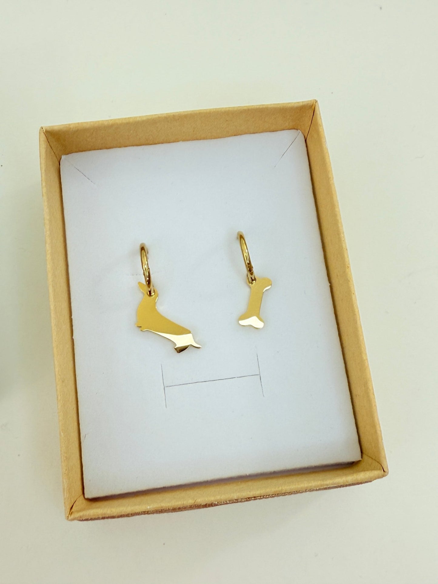Ohrringe Dackel - Creolen mit Dackel und Knochen Anhänger - Lucky Dog Shop