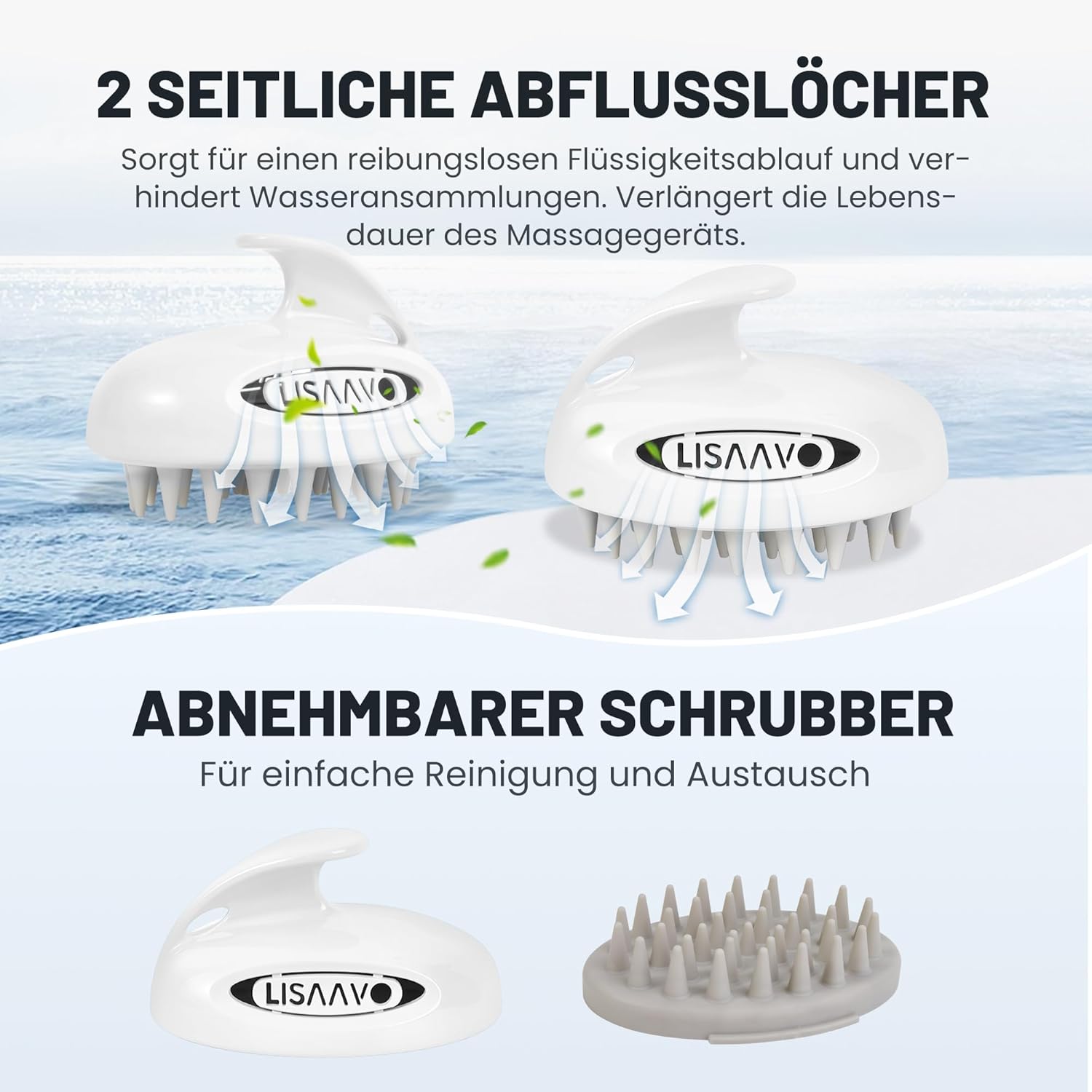 Massage Shampoo Bürste für Hunde mit 3 austauschbaren Bürsten - Lucky Dog Shop
