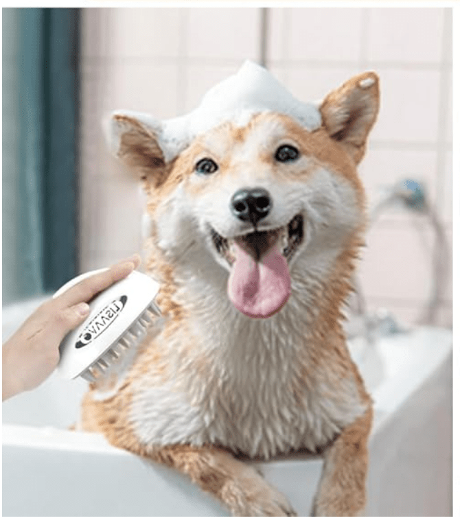 Massage Shampoo Bürste für Hunde mit 3 austauschbaren Bürsten - Lucky Dog Shop