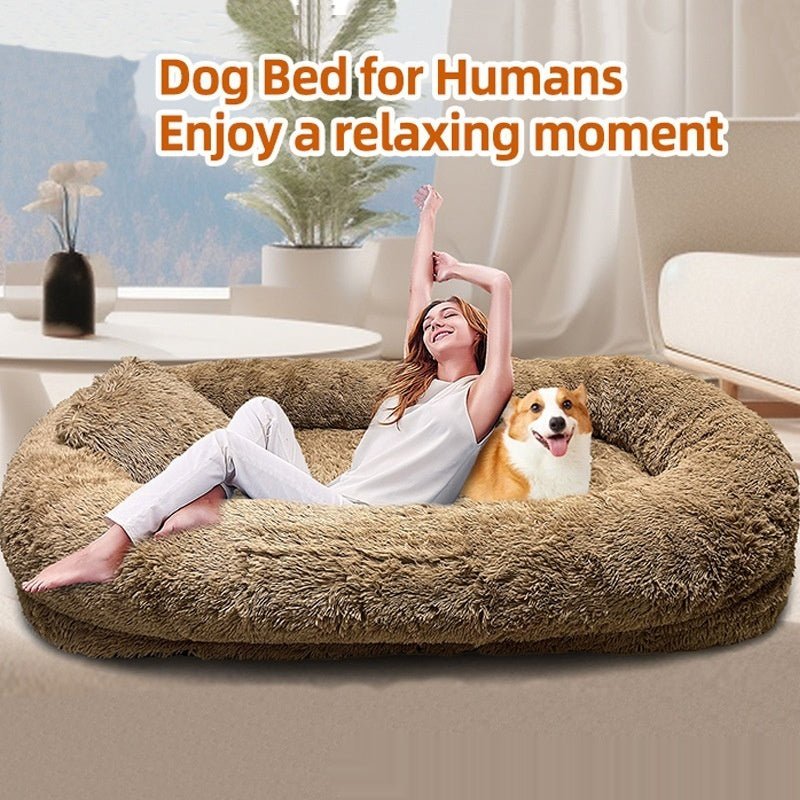 Queen - Size Bett für Hunde und Menschen, Hundebett XXL, Plüschbett waschbar - Lucky Dog Shop