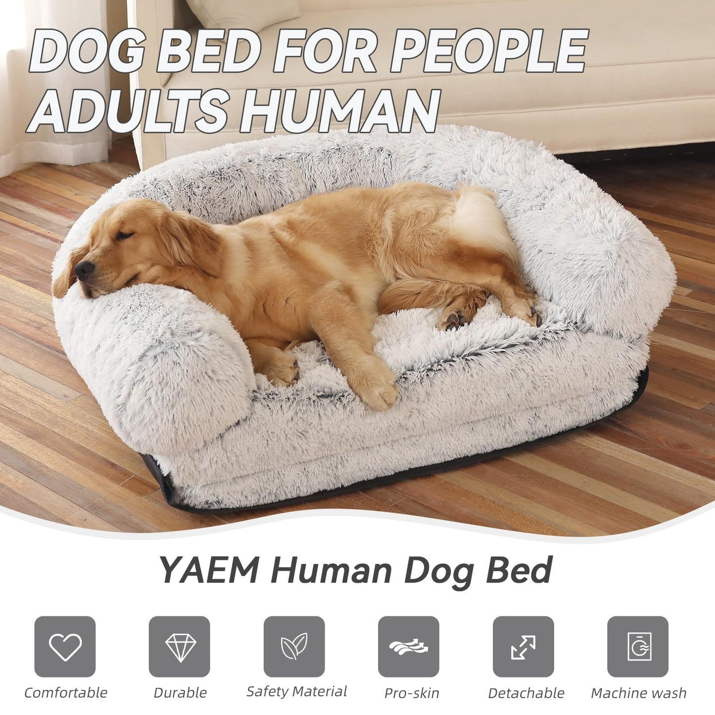 Familien - Hundebett für Kinder u. Erwachsene, 2 - in - 1, faltbares XL - Hundebett für Menschen und Hund - Lucky Dog Shop