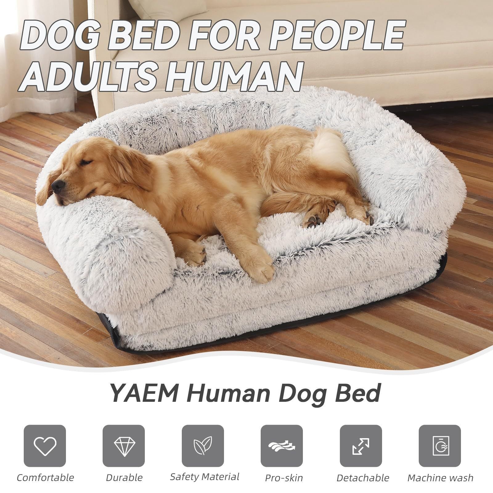 Familien - Hundebett für Kinder u. Erwachsene, 2 - in - 1, faltbares XL - Hundebett für Menschen und Hund - Lucky Dog Shop